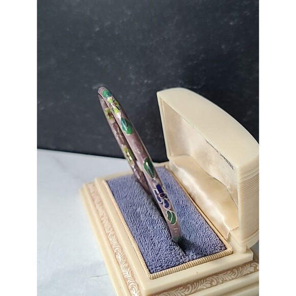 Cloisonne Floral Enamel Bangle Bracelet Vintage - Picture 5 of 10